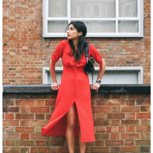 topshop red and white dress